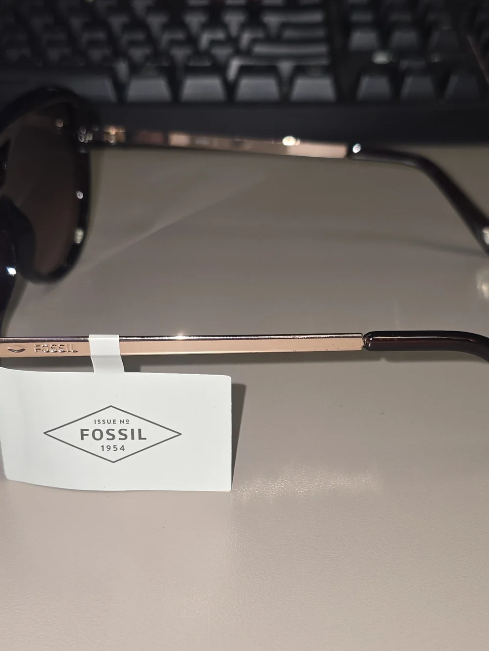 New Fossil X80098 Unisex Shield Aviator Sunglasses Brown Rose Gold NWT
